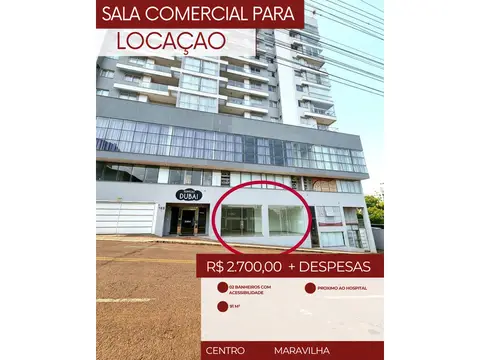Sala comercial em alvenaria no Centro